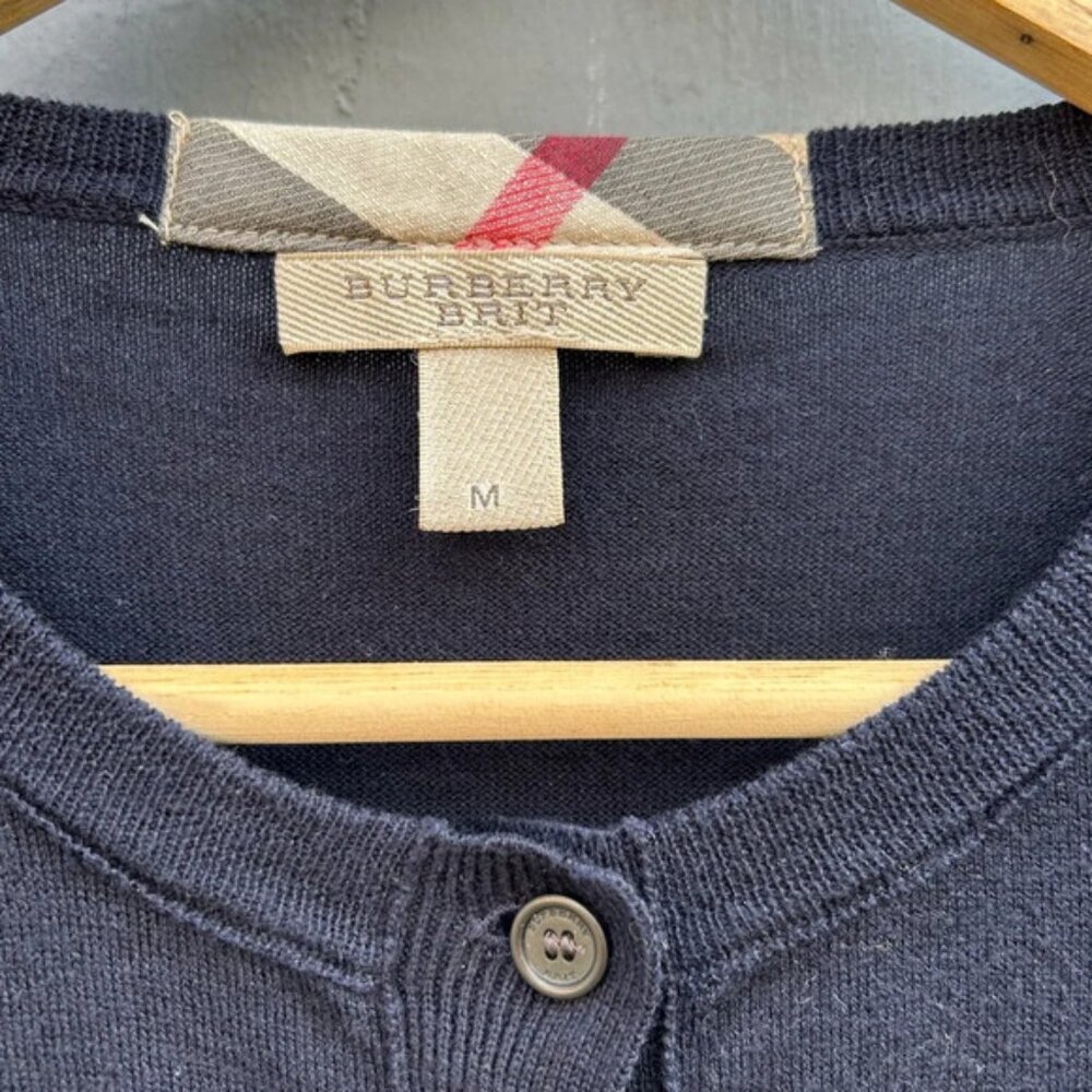 Burberry Navy Cotton Cardigan, size M - Picture 5 of 9